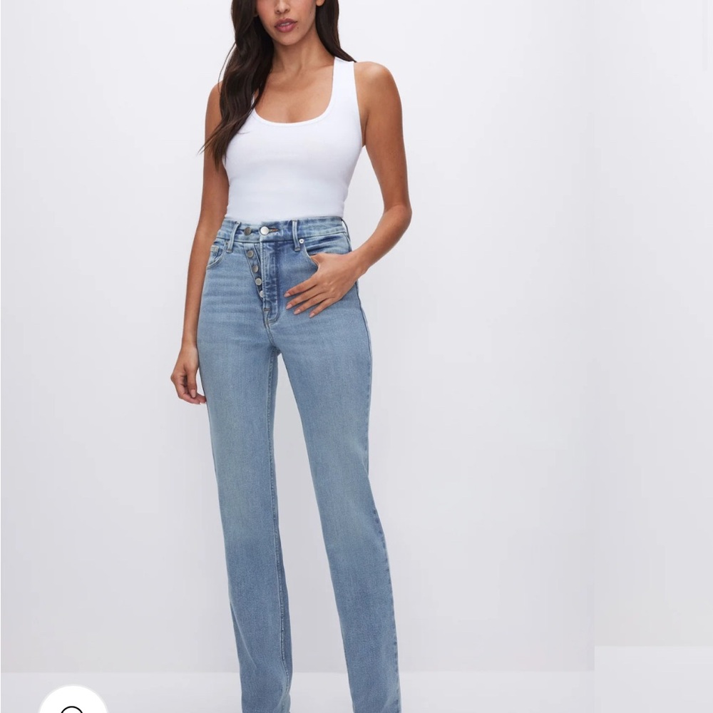 Good American good icon super compression Light Blue Straight Leg Jeans